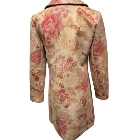 "MARIO BALTHAZAR" STUNNING Y2K Peonies Faux Suede Dress Coat SZ 2 RARE! PLZ READ - Picture 3 of 16
